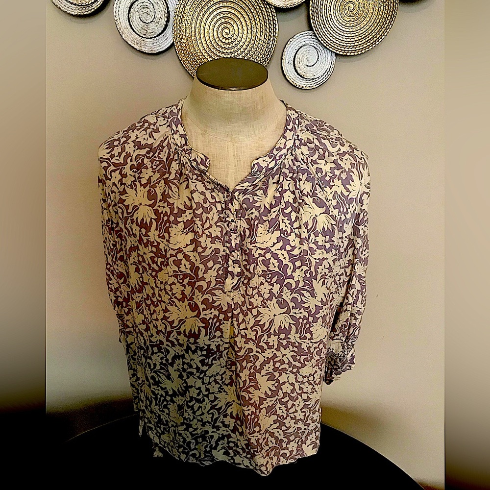 Natalie Martin Cream and Purple Floral Blouse